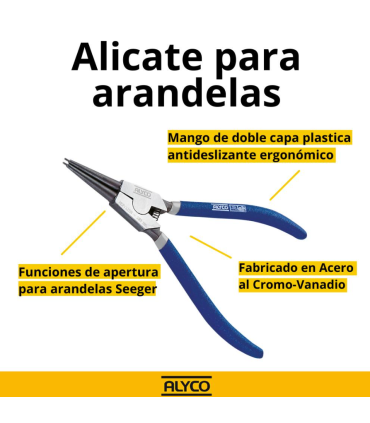 ALICATE BOCAS RECTAS ARANDELAS INTERIORES 220MM